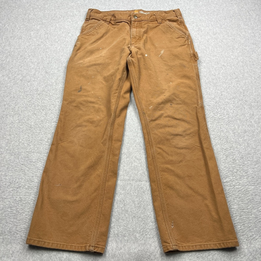 Carhartt Pants Mens 34x30* Brown Rugged Flex Relaxed Duck Canvas Carpenter Work